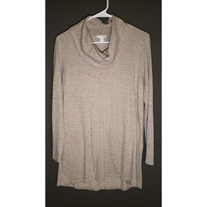 J. Jill Women's XS Cotton Modal Silk Speckled Cream Color Turtleneck Long Sleeve